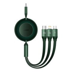 Baseus Bright Mirror 4, USB-C 3-in-1 cable for micro USB / USB-C / Lightning 100W / 3.5A 1.1m (Green) hinta ja tiedot | Puhelinkaapelit | hobbyhall.fi