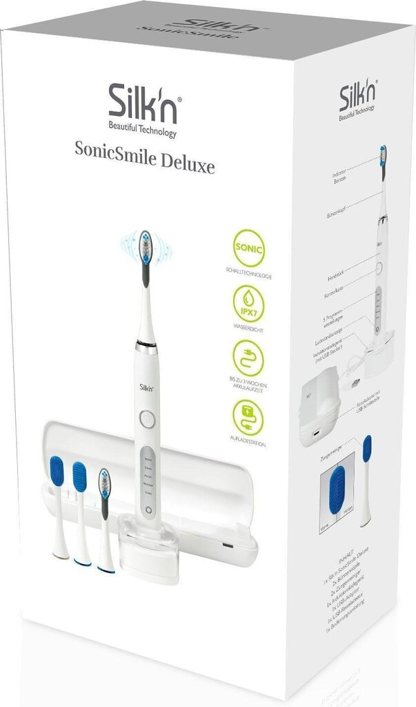 Silkn sähköhammasharja Sonic Smile Deluxe SSL1PDE11001, valkoinen hinta ja tiedot | Sähköhammasharjat | hobbyhall.fi