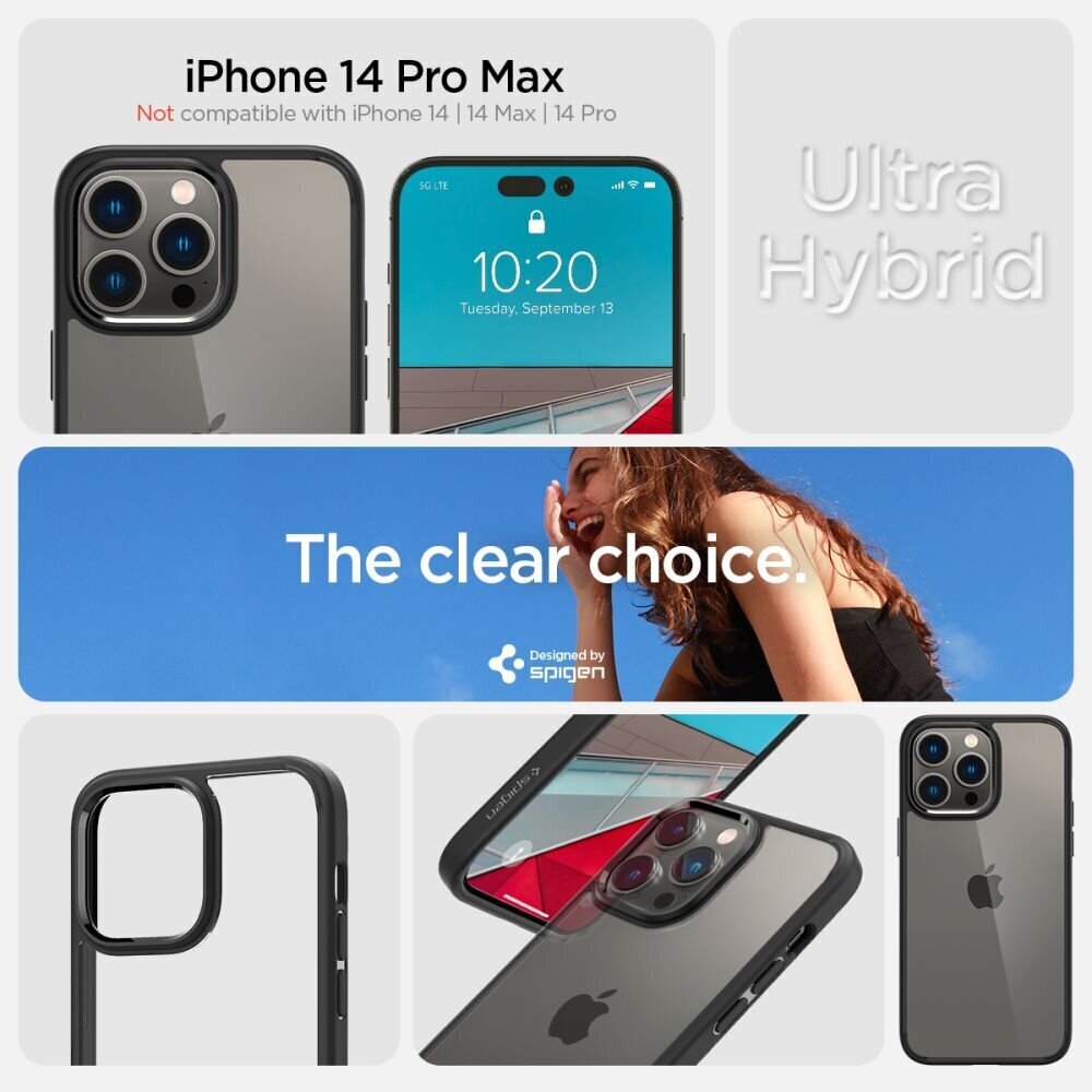 Puhelinkuoret Spigen Ultra Hybrid iPhone 14 Pro Max, mattamusta hinta ja tiedot | Puhelimen kuoret ja kotelot | hobbyhall.fi