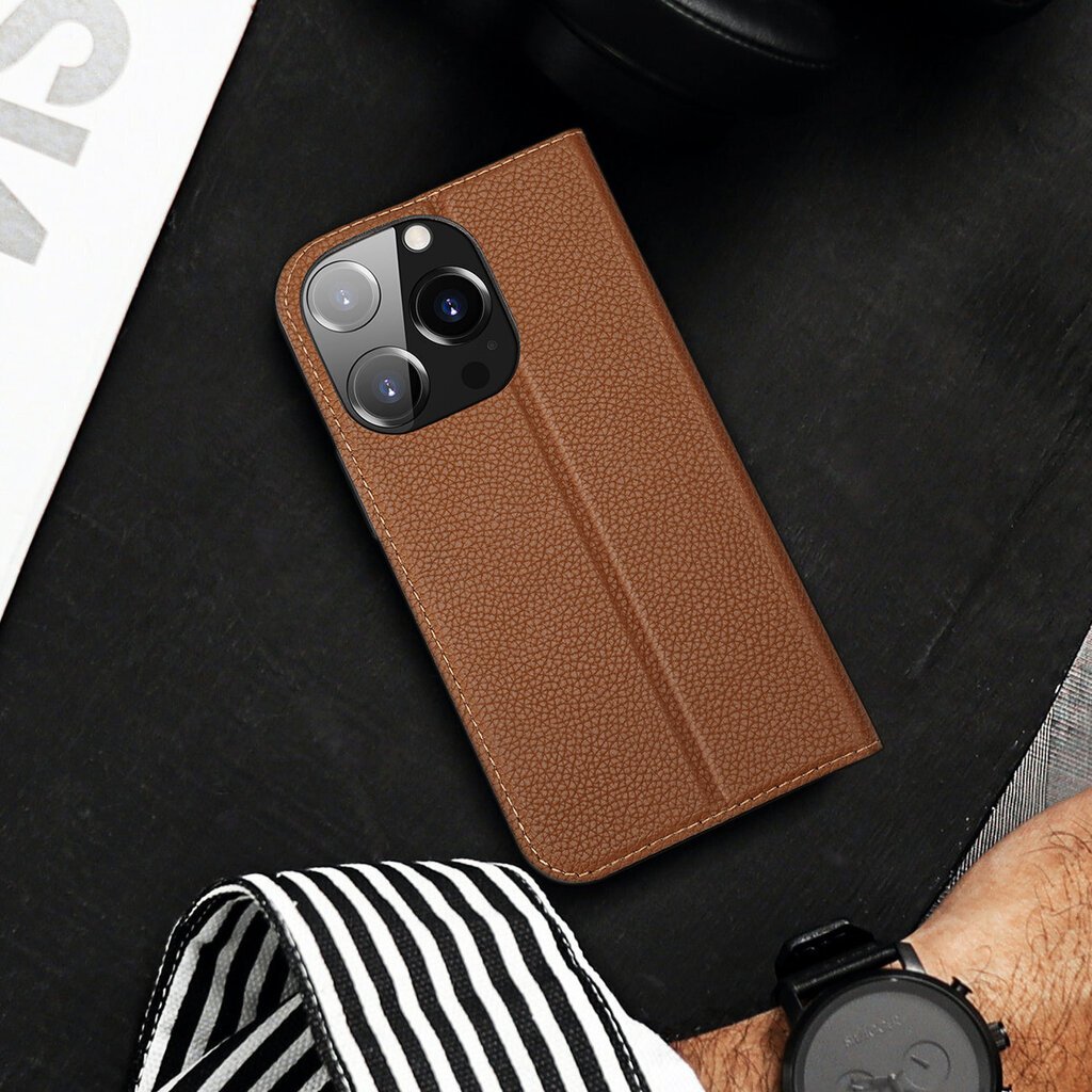 Dux Ducis Skin X2 iPhone 14 Pro with magnetic flap brown hinta ja tiedot | Puhelimen kuoret ja kotelot | hobbyhall.fi