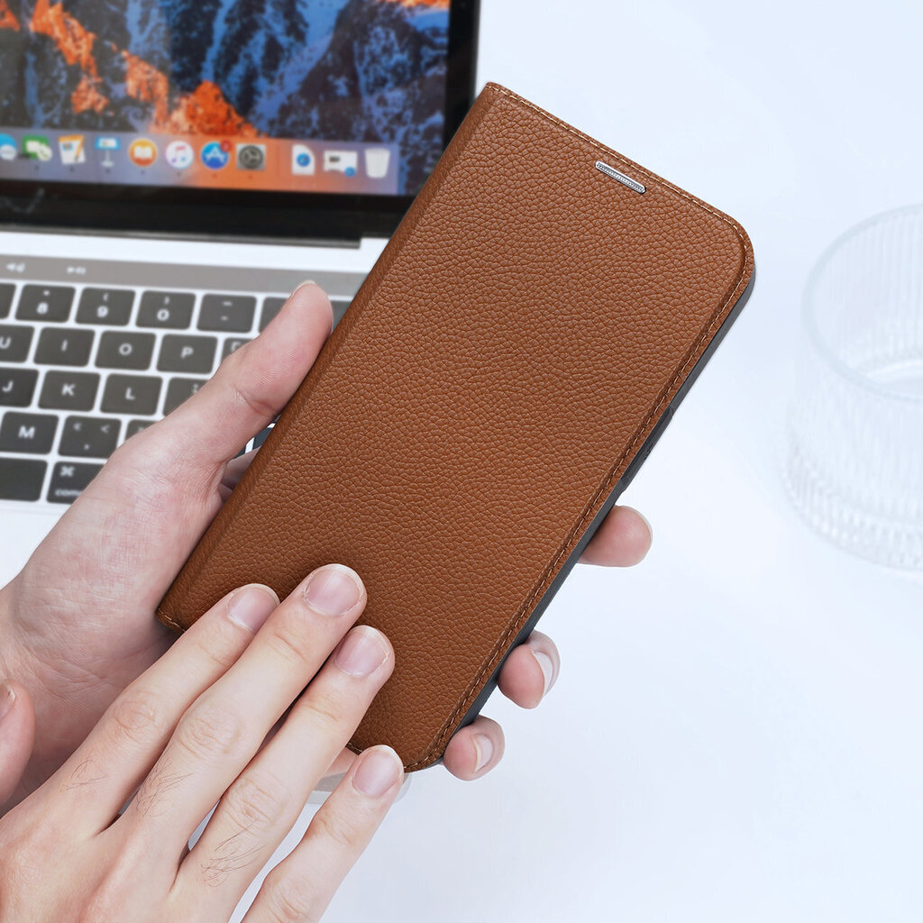 Dux Ducis Skin X2 iPhone 14 Pro with magnetic flap brown hinta ja tiedot | Puhelimen kuoret ja kotelot | hobbyhall.fi