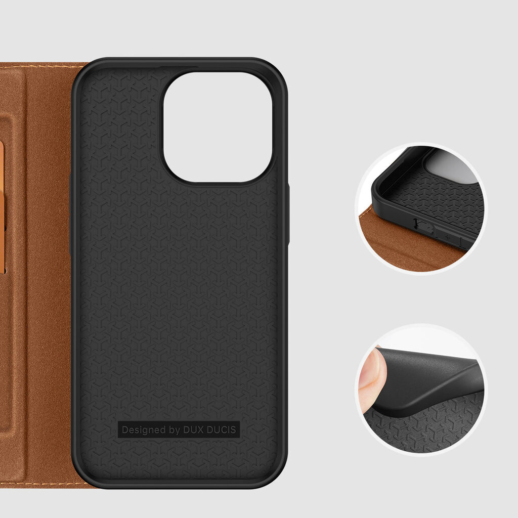 Dux Ducis Skin X2 iPhone 14 Pro with magnetic flap brown hinta ja tiedot | Puhelimen kuoret ja kotelot | hobbyhall.fi