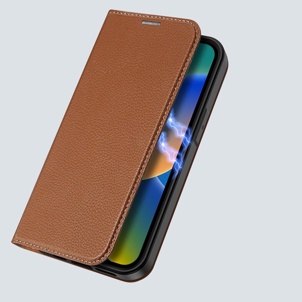 Dux Ducis Skin X2 iPhone 14 Pro with magnetic flap brown hinta ja tiedot | Puhelimen kuoret ja kotelot | hobbyhall.fi