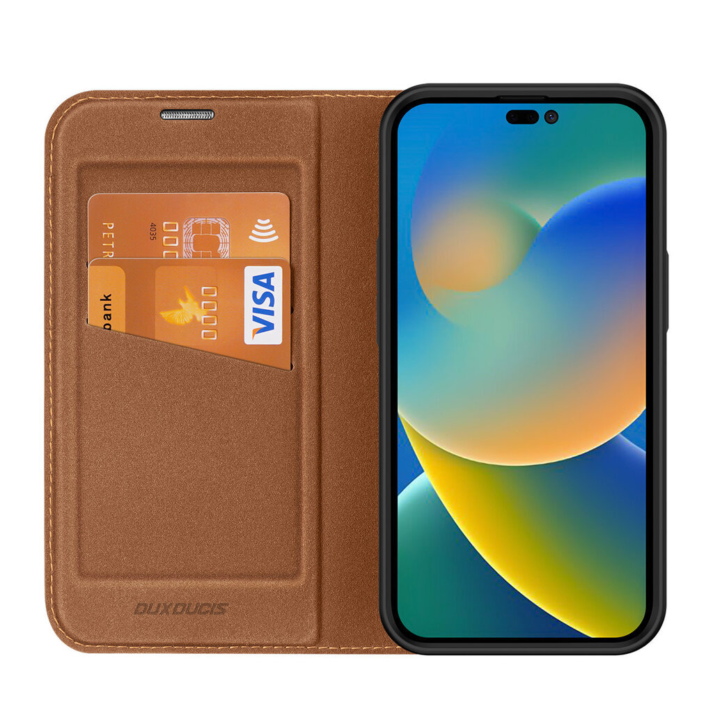 Dux Ducis Skin X2 iPhone 14 Pro Max with magnetic flap brown hinta ja tiedot | Puhelimen kuoret ja kotelot | hobbyhall.fi