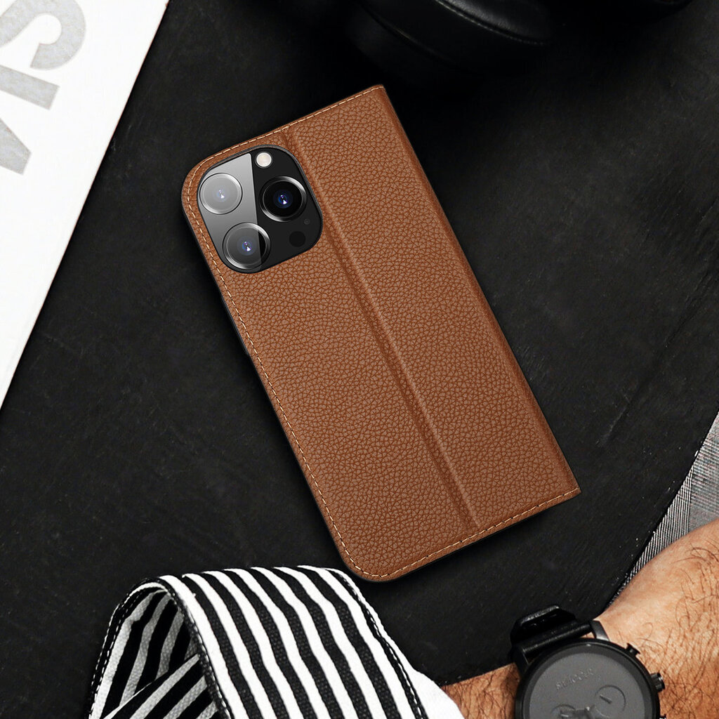 Dux Ducis Skin X2 iPhone 14 Pro Max with magnetic flap brown hinta ja tiedot | Puhelimen kuoret ja kotelot | hobbyhall.fi