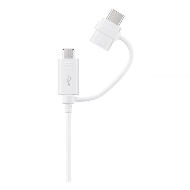 Samsung EP-DG930DWE USB 2in1 Combo Type-C & Micro USB Data & Latauskaapeli 1.5 metrinen Valkoisen värinen(OEM) hinta ja tiedot | Puhelinkaapelit | hobbyhall.fi