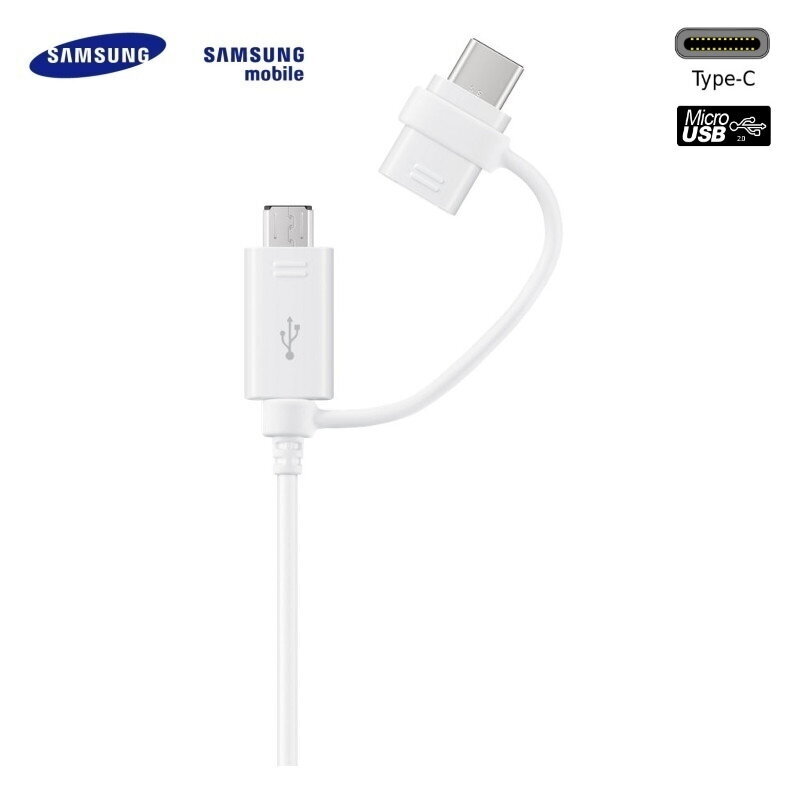 Samsung EP-DG930DWE USB 2in1 Combo Type-C & Micro USB Data & Latauskaapeli 1.5 metrinen Valkoisen värinen(OEM) hinta ja tiedot | Puhelinkaapelit | hobbyhall.fi