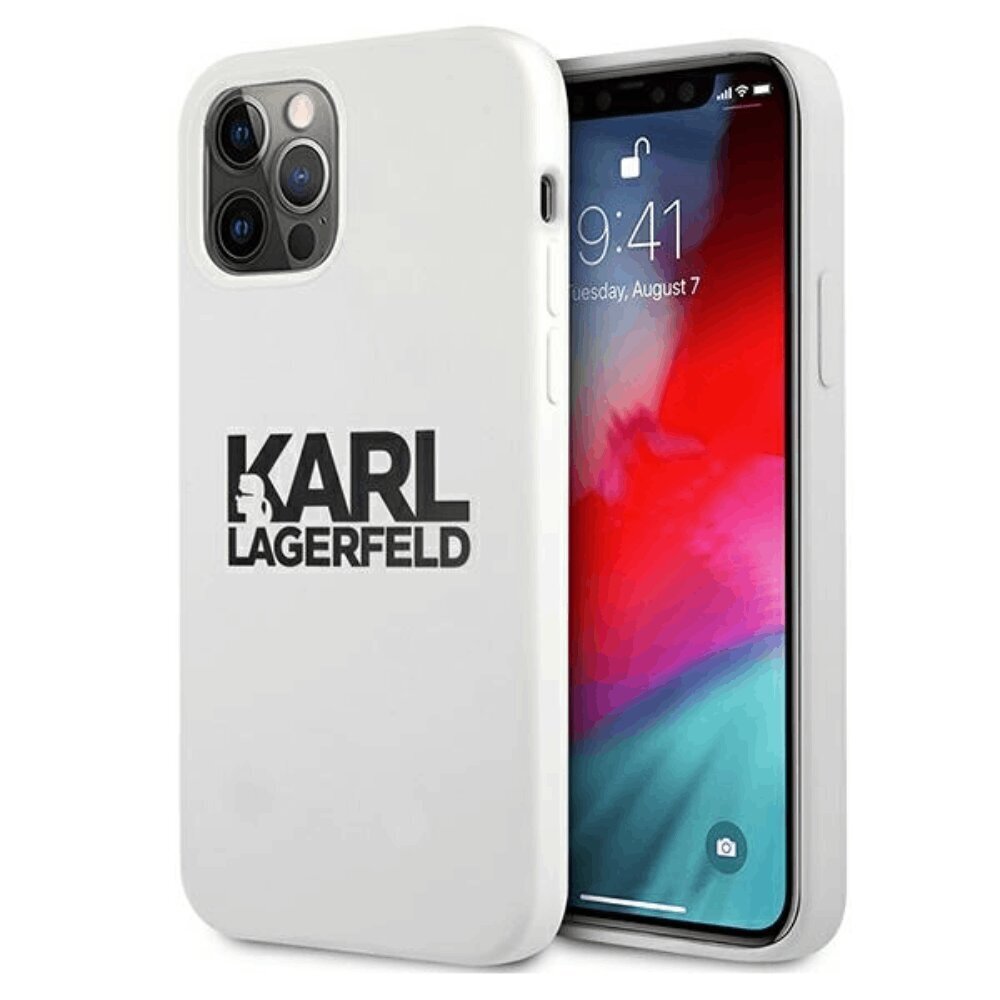 Karl Lagerfeld for iPhone 13 Mini 5,4'' KLHCP13SSLKLWH Silicone Stack Logo, valkoinen hinta ja tiedot | Puhelimen kuoret ja kotelot | hobbyhall.fi