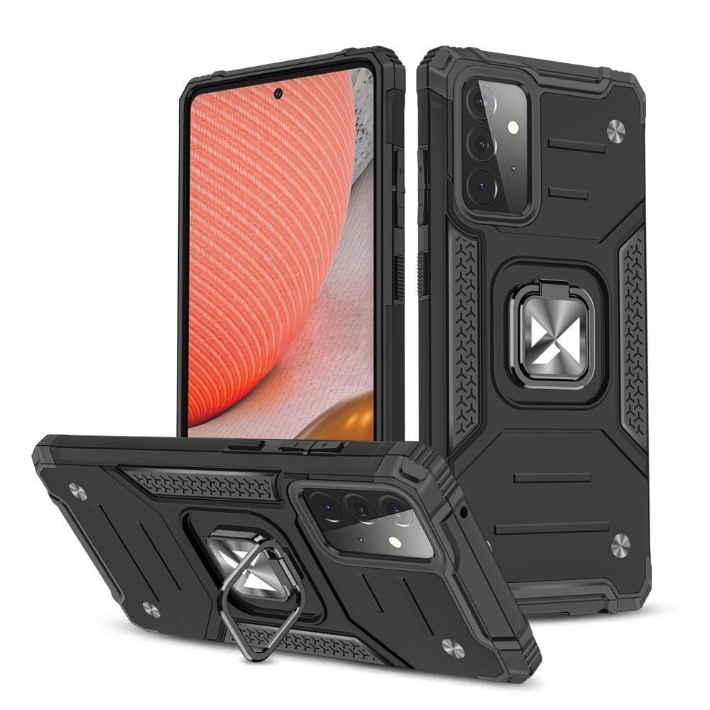 Wozinsky Ring Armor Hybrid Case suojakuori Samsung Galaxy A72 4G, musta hinta ja tiedot | Puhelimen kuoret ja kotelot | hobbyhall.fi