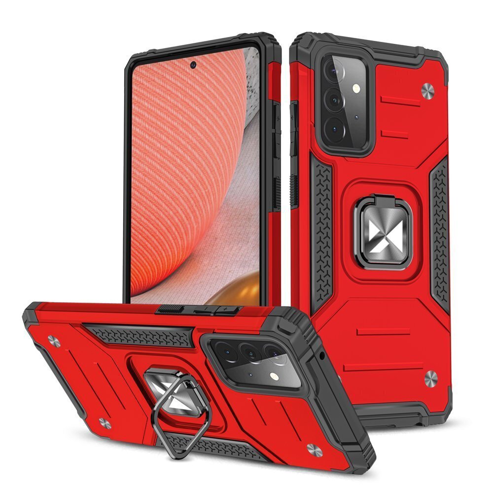 Wozinsky Ring Armor Hybrid Case suojakuori Samsung Galaxy A72 4G, punainen hinta ja tiedot | Puhelimen kuoret ja kotelot | hobbyhall.fi