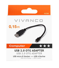 Adapteri VIVANCO USB micro B - USB A, 0,15 m hinta ja tiedot | Vivanco Kodinkoneet ja kodinelektroniikka | hobbyhall.fi