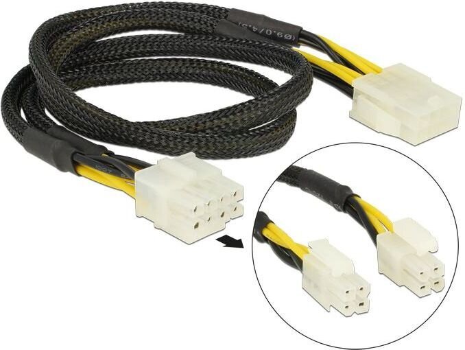 Delock 83653 Extension Cable Power 8 pin EPS male 44 cm hinta ja tiedot | Kaapelit ja adapterit | hobbyhall.fi
