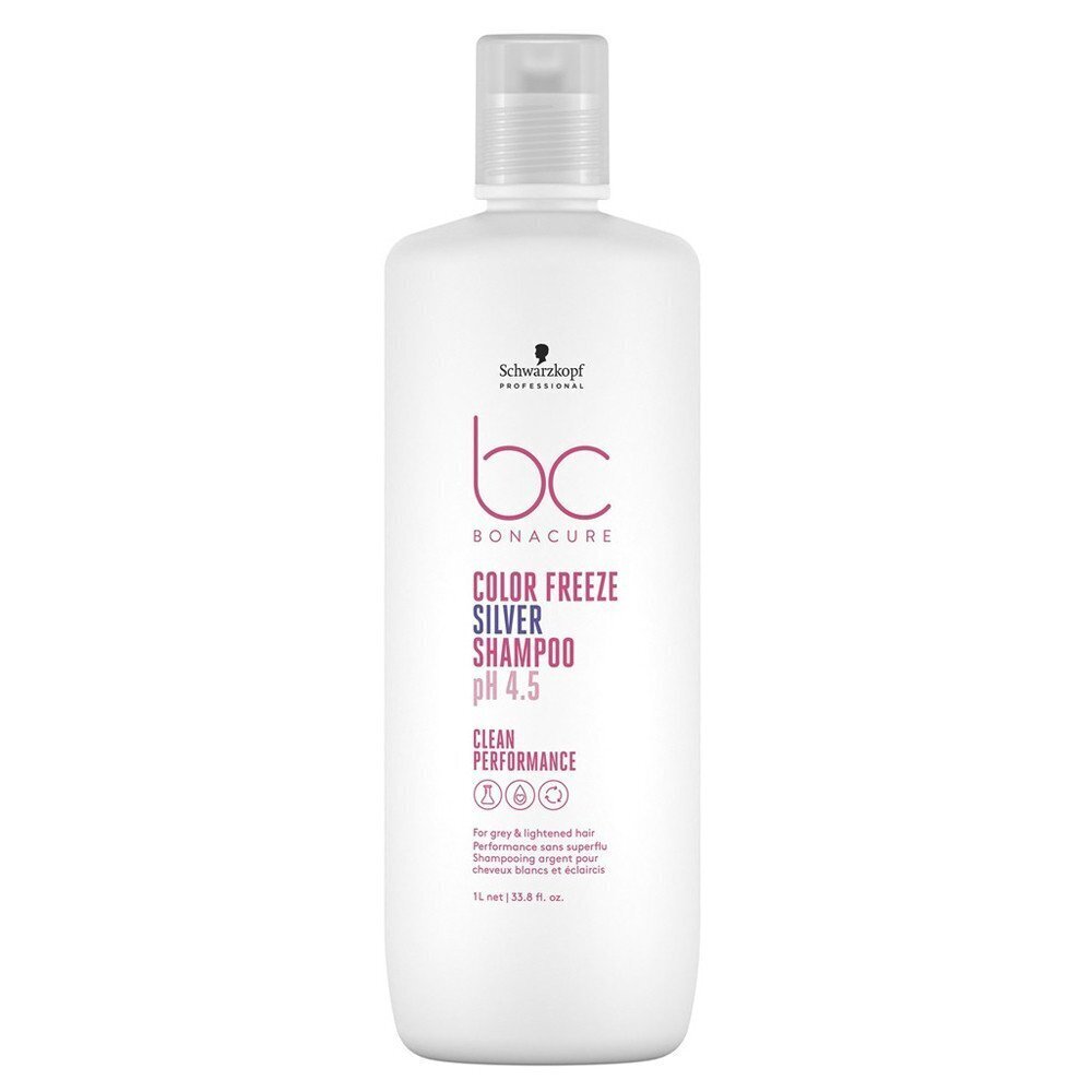 Shampoo vaaleille hiuksille Schwarzkopf Bonacure Clean Performance Color Freeze Silver 1000ml hinta ja tiedot | Shampoot | hobbyhall.fi