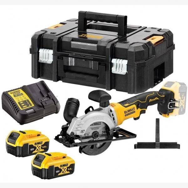 Pyörösaha DeWalt 18V, 2 x 5Ah, 115mm, DCS571P2-Qwtstak-kotelo hinta ja tiedot | Sahat ja sirkkelit | hobbyhall.fi