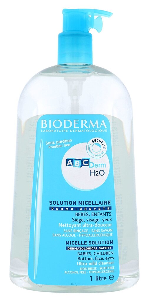 Misellivesi herkälle iholle Bioderma ABCDerm H2O, 1000 ml hinta ja tiedot | Kasvojen puhdistusaineet | hobbyhall.fi