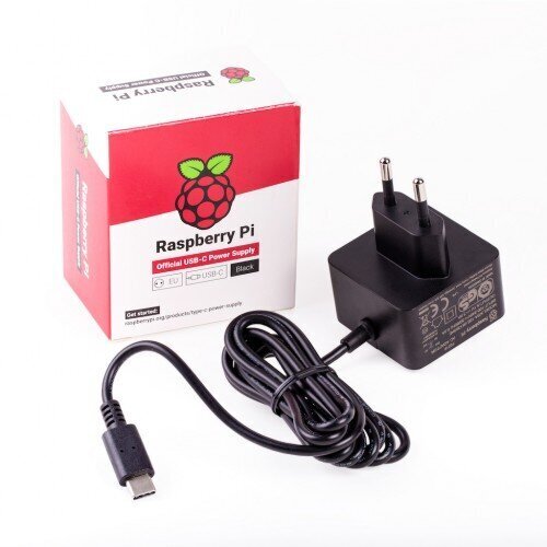 Raspberry Pi virallinen virtalähde USB-C 5.1V 3A, musta hinta ja tiedot | Mikrokontrollerit | hobbyhall.fi