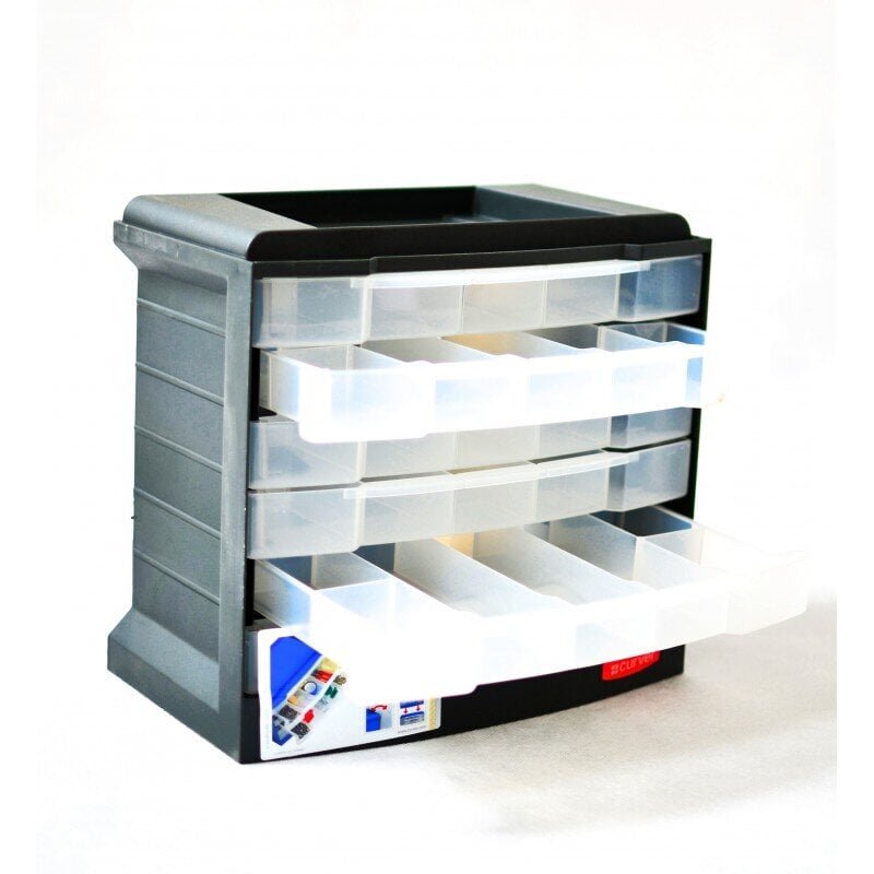 Laatikko, jossa on 5 laatikkoa työkaluille ja pienille esineille, 29x17x27 cm hinta ja tiedot | Työkalupakit ja muu työkalujen säilytys | hobbyhall.fi