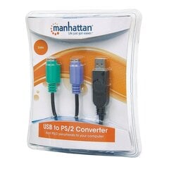 Manhattan USB 2x PS2 (PS/2) -sovitin näppäimistön ja hiiren liittämiseen PS2:een hinta ja tiedot | Kaapelit ja adapterit | hobbyhall.fi