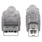 Kaapeli Manhattan USB A-B M/M 5,0m, USB2.0 Hi-Speed, hopea hinta ja tiedot | Kaapelit ja adapterit | hobbyhall.fi