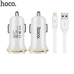 Hoco Premium Z1 Fast Dual USB 2.1A 2x USB-autolaturi + Lightning USB -kaapeli valkoinen hinta ja tiedot | Puhelimen laturit | hobbyhall.fi