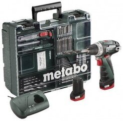 Metabo akkuporakone/ruuvinväännin PowerMaxx Basic Mobile Workshop, 63 osaa, (2x2,0Ah) hinta ja tiedot | Akkuporakoneet ja ruuvinvääntimet | hobbyhall.fi