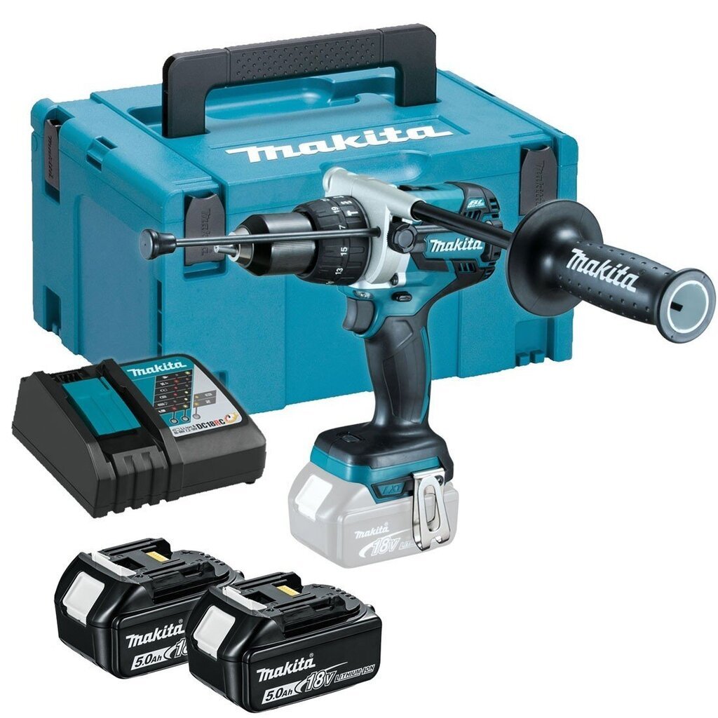 Makita Akkuiskuporakone DHP481RTJ, 18V / 2x 5,0Ah Li-ion hinta ja tiedot | Akkuporakoneet ja ruuvinvääntimet | hobbyhall.fi