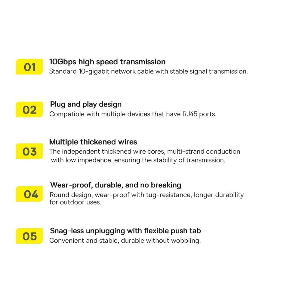 Baseus RJ45 10Gbps 20m (WKJS010901) hinta ja tiedot | Kaapelit ja adapterit | hobbyhall.fi