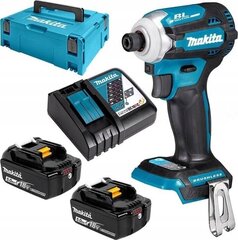 Makita DTD171RTJ iskevä akkuruuvinväännin, 18 V / 2 x 5.0Ah, Li-ion 180 Nm, LED, harjaton moottori hinta ja tiedot | Akkuporakoneet ja ruuvinvääntimet | hobbyhall.fi