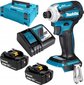 Makita DTD171RTJ iskevä akkuruuvinväännin, 18 V / 2 x 5.0Ah, Li-ion 180 Nm, LED, harjaton moottori hinta ja tiedot | Akkuporakoneet ja ruuvinvääntimet | hobbyhall.fi