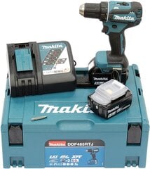 Makita DDF485RTJ -akkuporakone, 18 V/ 2 x 5,0 Ah Li-ion, 50/25 Nm, 1,7 kg, led, harjaton hinta ja tiedot | Akkuporakoneet ja ruuvinvääntimet | hobbyhall.fi