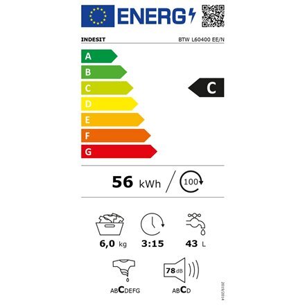 Indesit BTW L60400 EE/N hinta ja tiedot | Pyykinpesukoneet | hobbyhall.fi