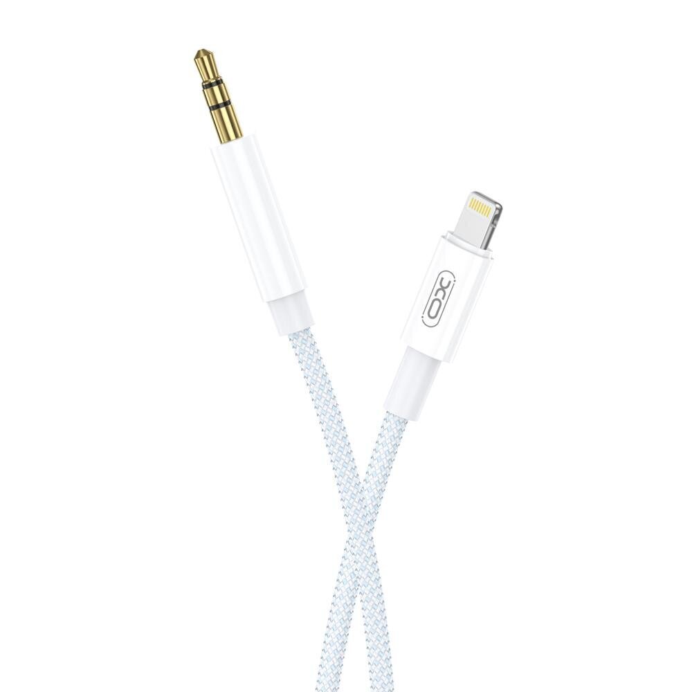 XO cable audio NB-R211A Lightning - jack 3,5mm 1,0 m white-blue hinta ja tiedot | Kaapelit ja adapterit | hobbyhall.fi