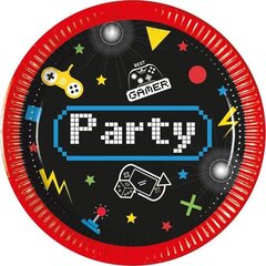 Kertakäyttöiset pahvilautaset 19,5 cm, 8 kpl, Gaming Party 93770 hinta ja tiedot | Tarjoiluastiat ja aterimet juhliin | hobbyhall.fi