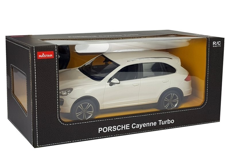 Auto Porsche Cayenne Rastar kaukosäätimellä 1:14, valkoinen hinta ja tiedot | Poikien lelut | hobbyhall.fi