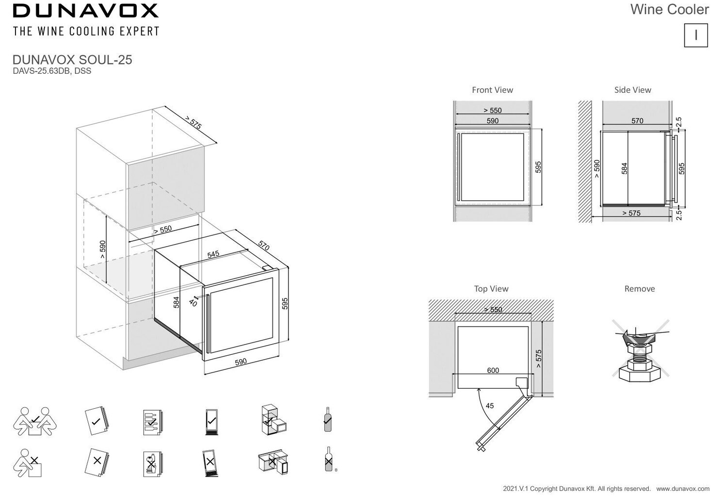 Dunavox DAVS-25.63DB hinta ja tiedot | Viinikaapit | hobbyhall.fi