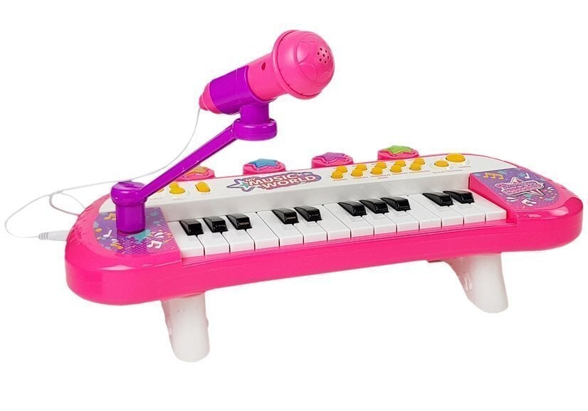 Mikrofonilla varustettu piano, 24 näppäintä, vaaleanpunainen hinta ja tiedot | Kehittävät lelut | hobbyhall.fi