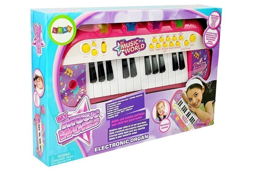 Mikrofonilla varustettu piano, 24 näppäintä, vaaleanpunainen hinta ja tiedot | Kehittävät lelut | hobbyhall.fi