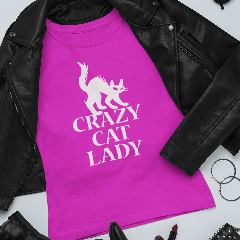 Naisten paita Crazy Cat lady hinta ja tiedot | Hauskat t-paidat | hobbyhall.fi