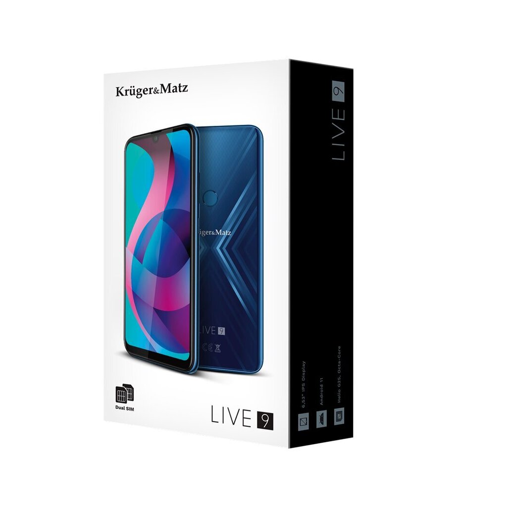 Kruger & Matz Live 9 (KM0497-BL), Dual SIM, 4/64GB, Sininen hinta ja tiedot | Matkapuhelimet | hobbyhall.fi