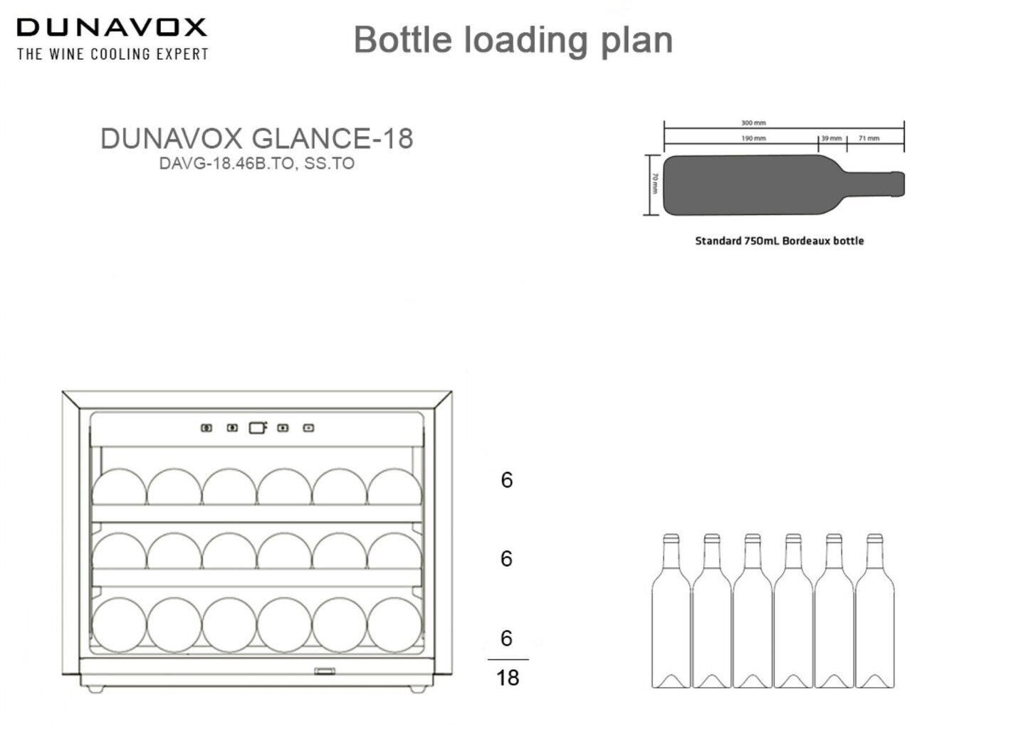 Dunavox DAVG-18.46B.TO hinta ja tiedot | Viinikaapit | hobbyhall.fi