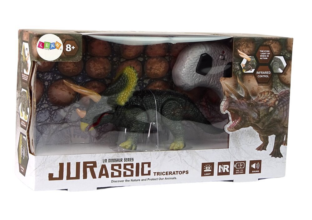 Lean Toys kaukosäätimellä ohjattava dinosaurus Triceratops hinta ja tiedot | Poikien lelut | hobbyhall.fi