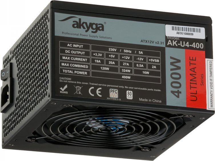 Akyga ATX 400W 80+ (AK-U4-400) hinta ja tiedot | Virtalähteet | hobbyhall.fi