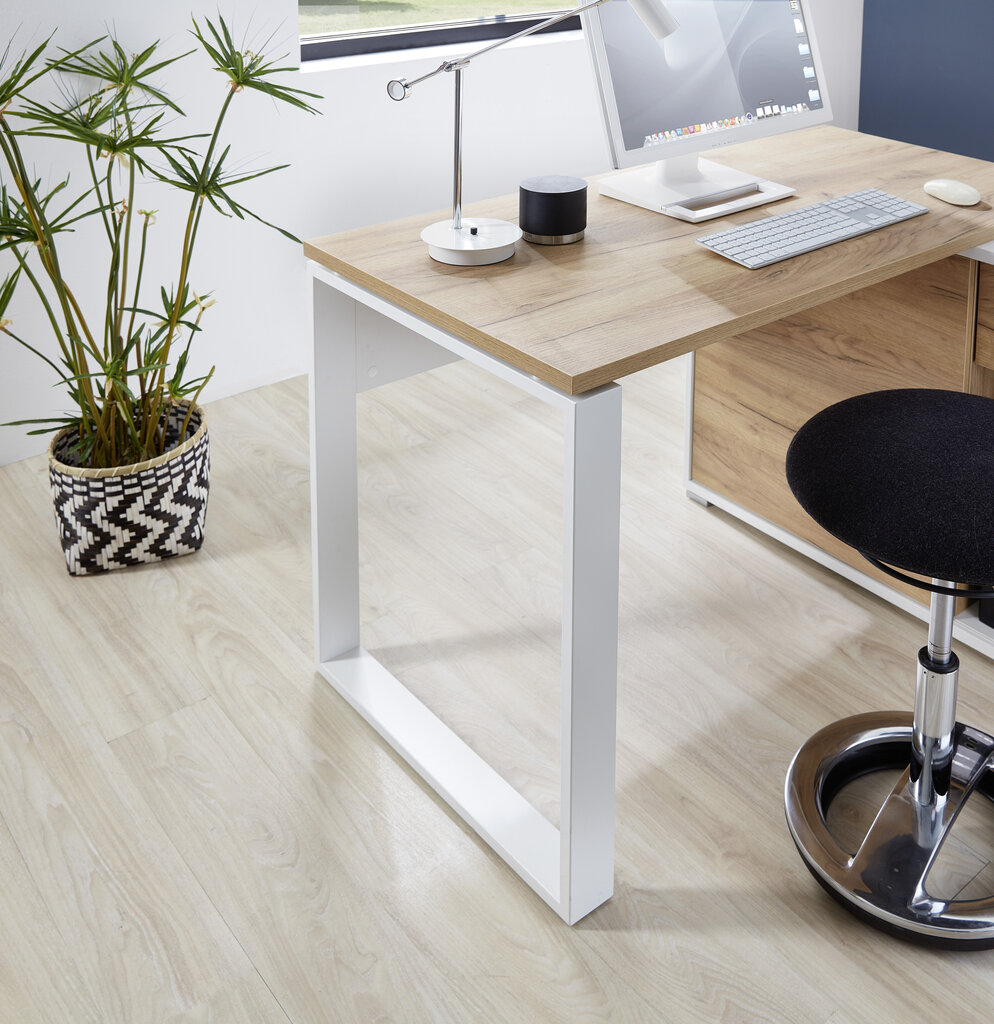 Lioni 4156 Kulmapöytä valkoinen/ruskea hinta ja tiedot | Tietokonepöydät ja työpöydät | hobbyhall.fi