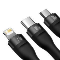 Baseus Flash Series, USB-C + micro USB + Lightning, 100W, 1.2 m hinta ja tiedot | Kaapelit ja adapterit | hobbyhall.fi
