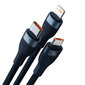 Baseus Flash Series, USB-C + micro USB + Lightning, 100W, 1.2 m hinta ja tiedot | Kaapelit ja adapterit | hobbyhall.fi