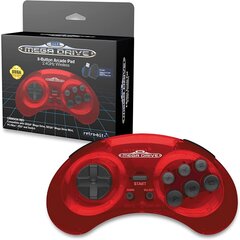 SEGA MegaDrive 8-painikkeinen Arcade Pad 2,4 GHz Wireless Crimson Red hinta ja tiedot | Ohjaimet ja lisätarvikkeet | hobbyhall.fi