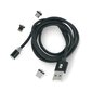 Magneettinen USB-kaapeli 3in1 microUSB, USB C-tyyppi, Lightning 100 cm, musta hinta ja tiedot | Kaapelit ja adapterit | hobbyhall.fi