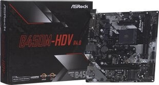 ASRock B450M-HDV R4.0 hinta ja tiedot | Emolevyt | hobbyhall.fi