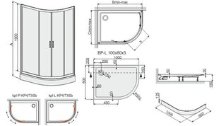 Sanplast TX KP4/TX5b/L Kulmasuihkukaappi 80x120s valkoinen, koristelasi W15, alustalla hinta ja tiedot | Suihkukaapit ja suihkunurkat | hobbyhall.fi