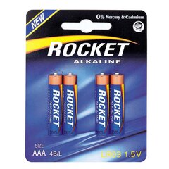 Paristot Rocket Alkaline AAA, 4 kpl hinta ja tiedot | Paristot | hobbyhall.fi